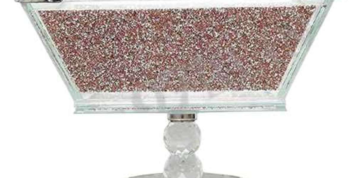 Pink Crushed Diamond Crystal Filled Bling Fruit Bowl: A Dazzling Addition to Your Home