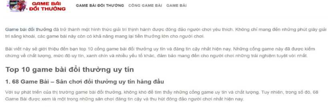 Game Bài Đổi Thưởng Cover Image